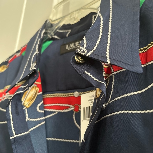 Lauren Ralph Lauren Multi Print Nautical Motif Twill Shirt Size M - Picture 10 of 12
